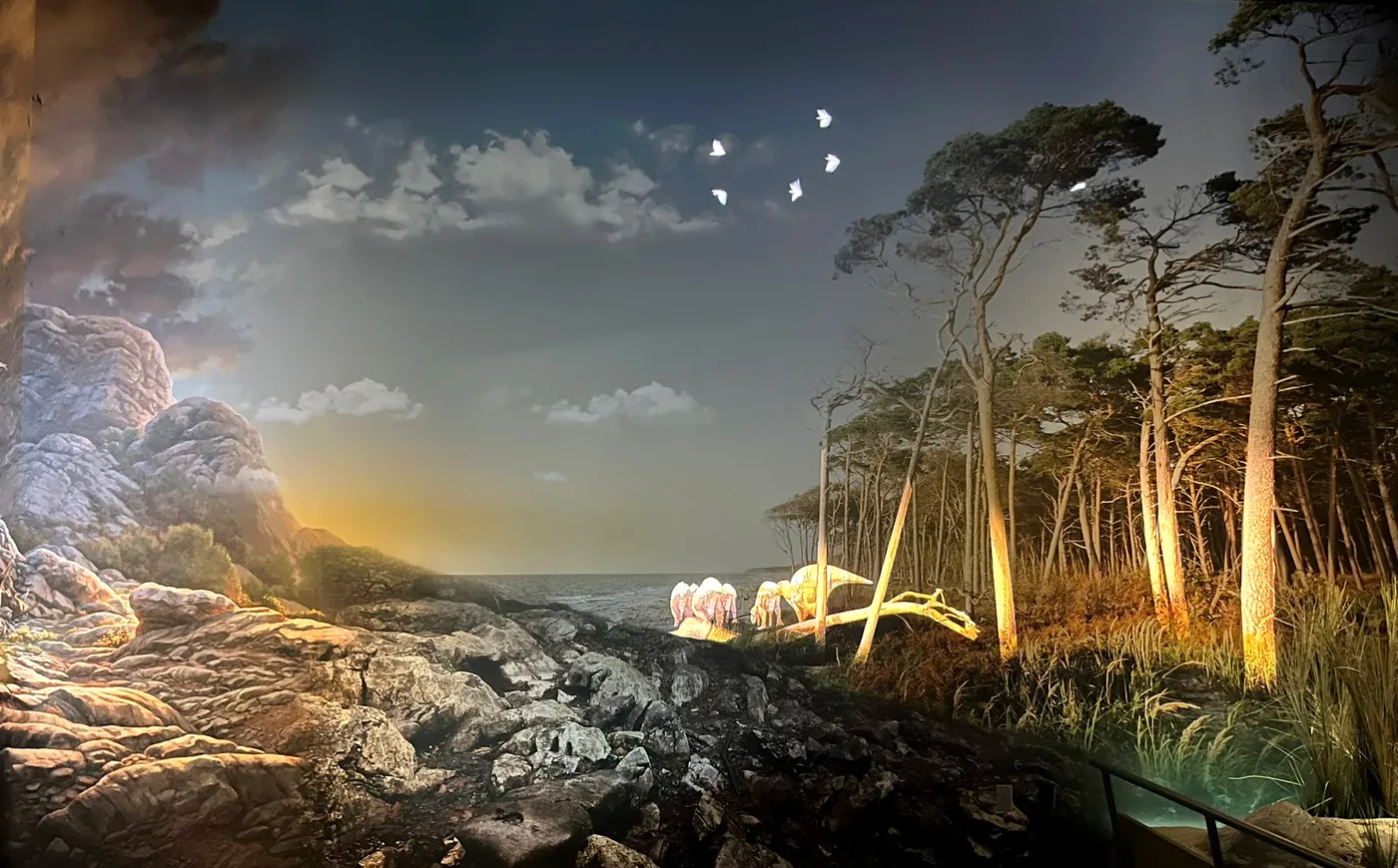 Light effects and animations projected onto murals